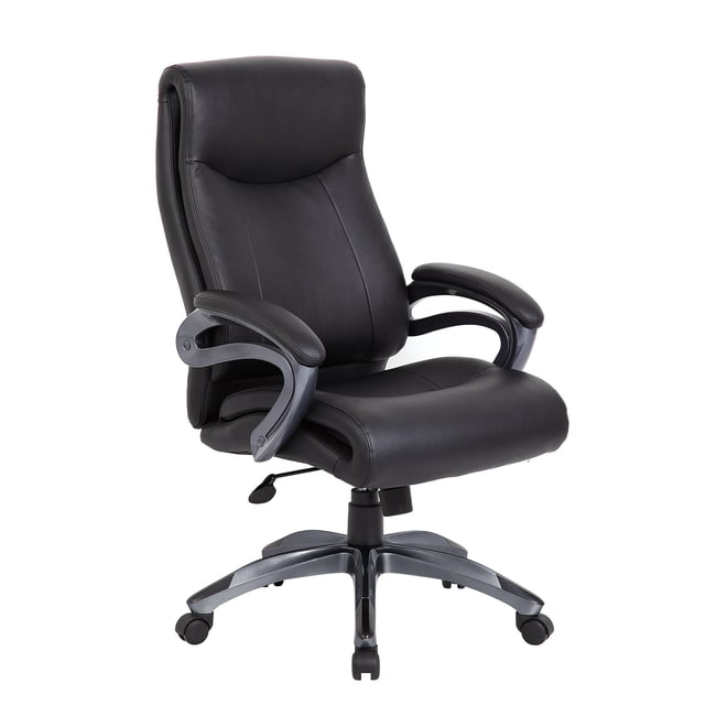 Boss Office Products Chaise de Bureau Exécutive en Cuir à Double Couche, Noire