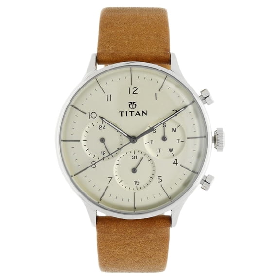 Titan Classique Men’s Analog Watch – Silver Dial with Genuine Leather Strap (Model 90102SL01)