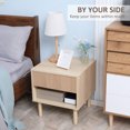 thumbnail image 4 of HOMCOM Nightstand with Drawer and Open Shelf, Side Table, Natural, 4 of 10