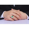 thumbnail image 3 of RYLOS Men's Rings Sterling Silver Rings Classic Designer Style 9X7MM Oval Gemstone & Diamond Ring Emerald May Birthstone Rings For Men Size 8, 3 of 7