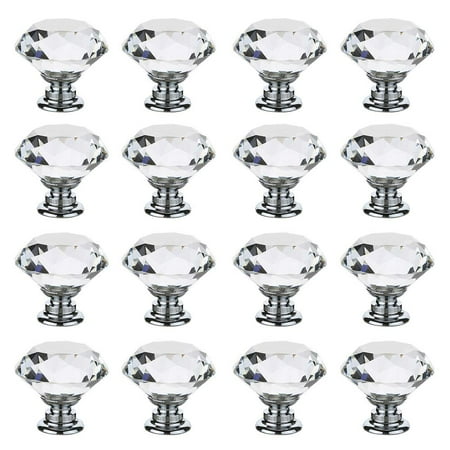 WALFRONT 8/10/16/20PCS Beauty Crystal Glass Door Drawer,30mm/40mm Pink/Clear Beauty Crystal Glass Door Drawer Cabinet Wardrobe Pull Handle Knobs