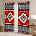 thumbnail image 2 of Feelyou Retro Hippie Aztec Black Out Curtains for Men, Red Cyan Stripe Triangle Curtains Pack of 2 (42x63 Each), Mandala Bohemian Theme Bedroom Curtains, Black Out Curtains Decor, 2 of 6