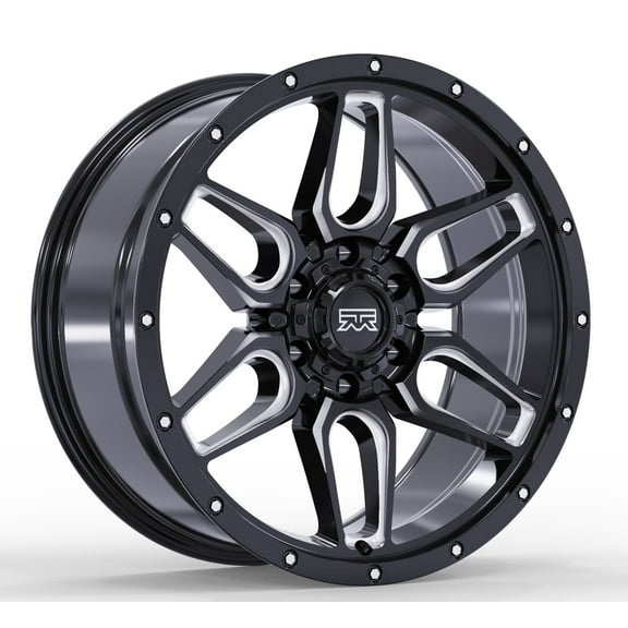 20x9 Mudder Trucker MT317 Barrier Black Milled 6x139.7 6x5.5 ET12 Wheel