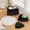 Black, variant on 2-Piece Storage Ottoman Coffee Table, Faux Fur Upholstered Foot Rest Stool with Metal Legs & Reversible Lid, Modern Unique Triangular Footstool Set for Living Room Bedroom Entryway (Black)