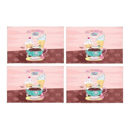 Mkhert Cute Ice Cream And Cupcake With Flower In Pink Kawaii Anime