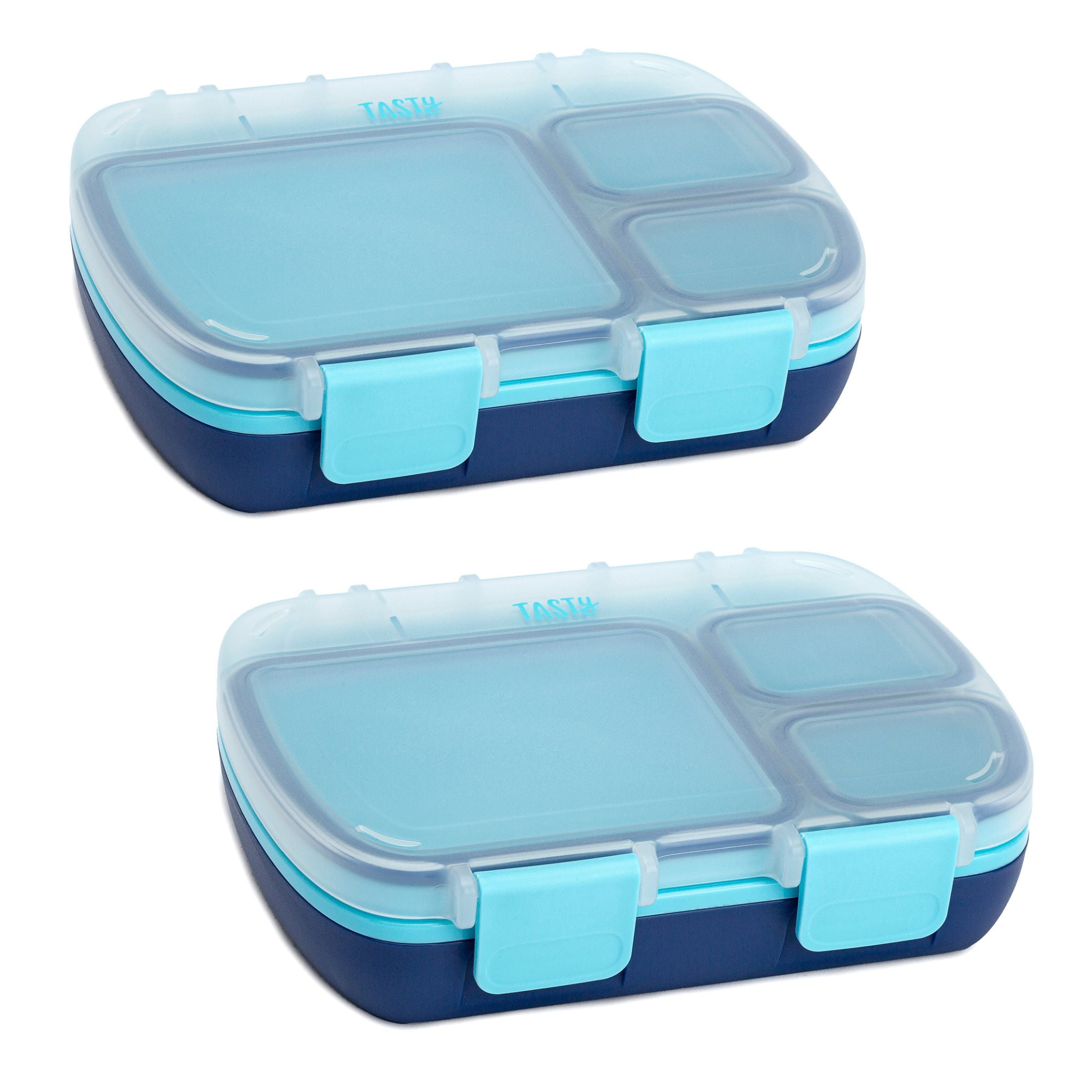 (4 pack) Tasty 2 Pack Bento Box Lunch Box Set, Blue