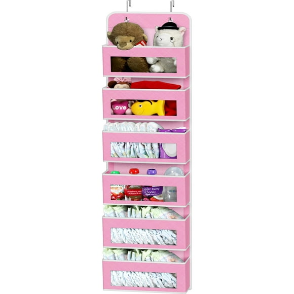 Organizador colgante para artículos de hogar sencillos, 6 bolsillos, para armario, color rosa