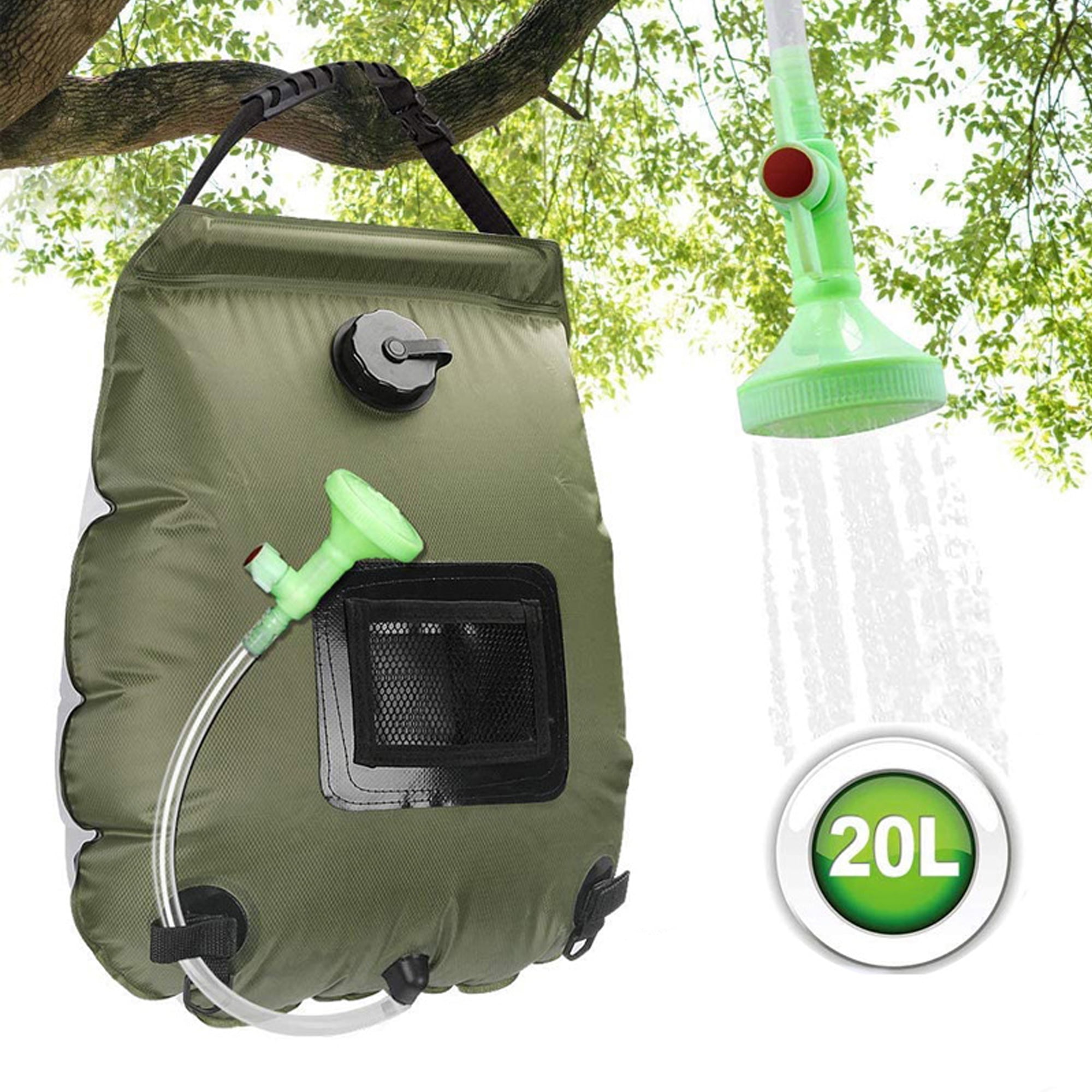 Schanno Camping Shower, 5 Gallon/20L Portable Solar Heating Shower Bag for Outdoor Beach Swimming Traveling Hiking, Green