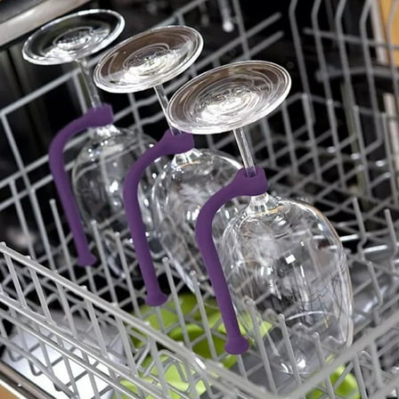 HEMOTON  4 Pcs Stemware Glass Rack Wine Holder Storage Glasses Purple