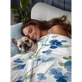 thumbnail image 3 of King Flat Sheet 105"x98", Spring Blue Floral Soft Lightweight Bedding Flat Sheets Only, Ombre Garden Flower Botanical Blooms Brushed Microfiber Top Bed Sheet, Breathable StainResistant Bedsheets, 3 of 9