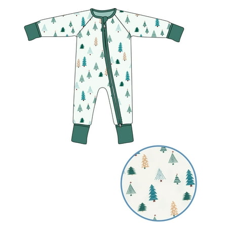 

Leveret Baby Boys Girls Kids Footed Bamboo Pajamas Pine Tree 3-6 Months