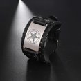thumbnail image 4 of Symbol of Evil Satanic Amulet Talisman Occult Baphomet Adjustable Charm Viking Magic Wide Leather Bracelet for Men, 4 of 5