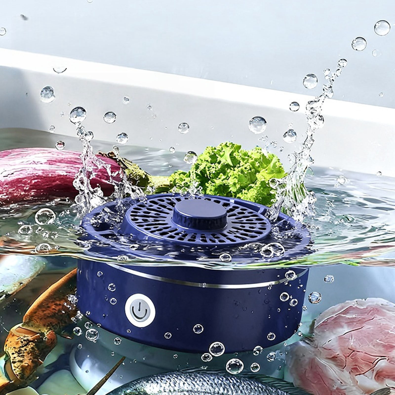 USB Rechargeable Wireless Fruit and Vegetable Cleaner Purifier, Portable Ion Technology Washing Machine - Electric Sanitizer for Meat Vegetables Utensils (Blue)