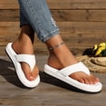 thumbnail image 4 of 2DXuixsh Women's Platform Flip Flops Solid Color Height Increasing Beach Sandals with Rhinestones Stylish Simple EVA Slides Size 8, 4 of 5