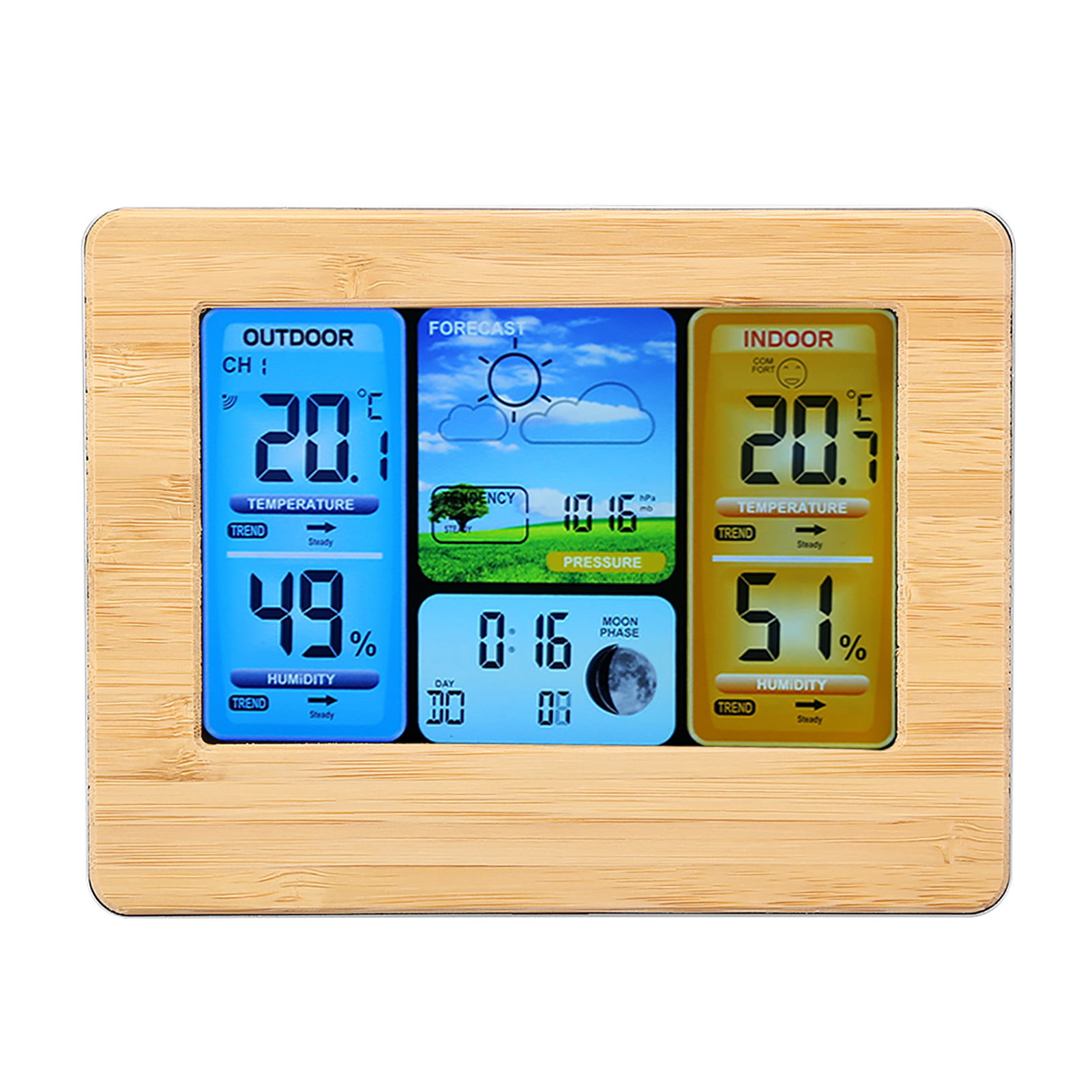 FLOUREN Large Screen Weather Station with Barometer In/Outdoor Temperature  Humidity Tester Calendar function Weather Forecaster - Bed Bath & Beyond -  28108225