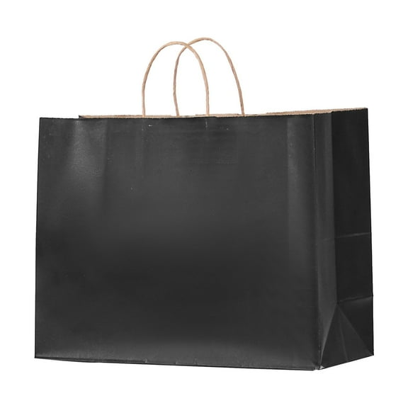 Kraft Paper Bag with Handles 16x6x12 in - 100Pcs Black Shopping Bags for Retail, Parties & Events