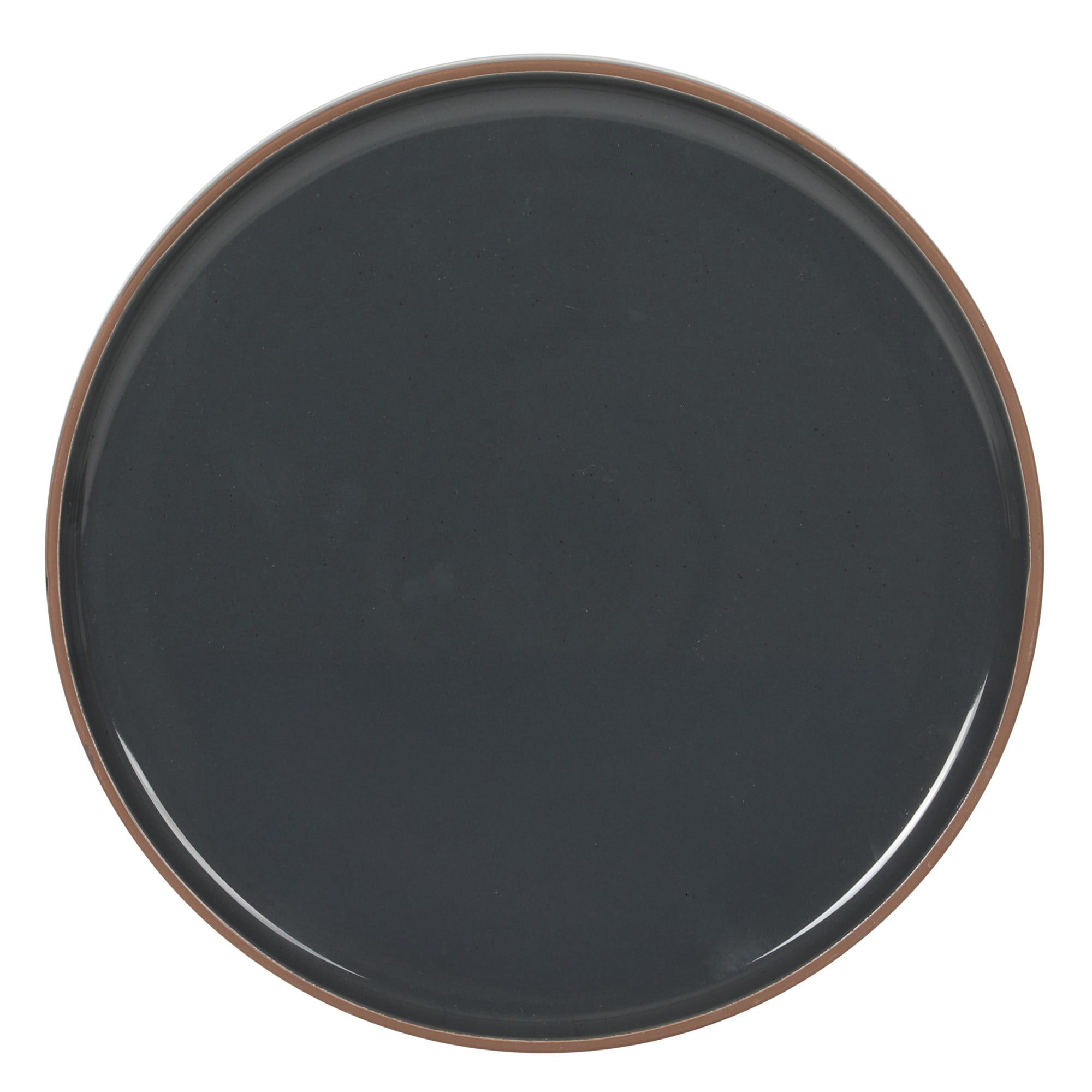 Gibson Elite Northrock Stoneware Dinnerware Set, 16-Piece Service for 4 Plates and Bowls Set – Charcoal Blue Dishes with Hand-Painted Terracotta Base