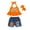 Orange, variant on Fesfesfes Toddler Summer Clothes Stylish Girl's Ruffle Halterneck Top Denim Shorts Suit