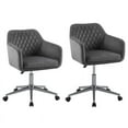 thumbnail image 4 of Linon Lyla Upholstered Quilted Office Chair in Gray, 4 of 16