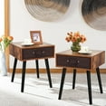 thumbnail image 2 of Costway Set of 2 Mid-Century Accent Bedside Table W/ Drawer Rustic Brown, 2 of 11