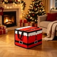 thumbnail image 6 of Yardvibe Christmas Santa Storage Box, 16.5x11.8x11.8 Inch Red Christmas Storage Bin with Lid and Carrying Handle, Foldable Organizer with Lid for Clothes Blankets and Holiday Indoor Storage, 6 of 6