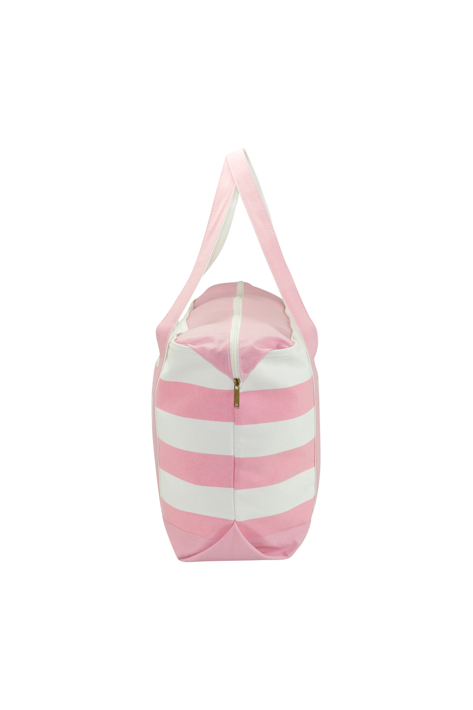 DALIX Striped Boat Bag Premium Cotton Canvas Tote in Pink 