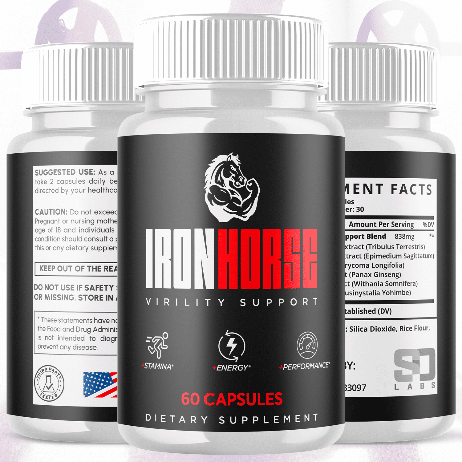 Iron Horse Advanced Formula Pills All Natural Vitamin Supplement IronHorse 60 Capsules