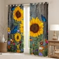 thumbnail image 2 of Homewish Chic Floral Sunflower Black Out Curtains for Female Men Adults,Flying Blue Butterflies Curtains Pack of 2 (42x63 Each),Retro Lodge Cabin Bedroom Curtains,Ultra Soft Home Decor, 2 of 6