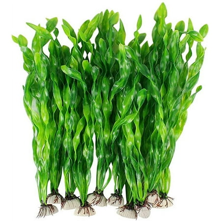 MyLifeUNIT Artificial Seaweed Water Plants for Aquarium, Plastic Fish Tank Plant Decorations 10 PCS (Green)