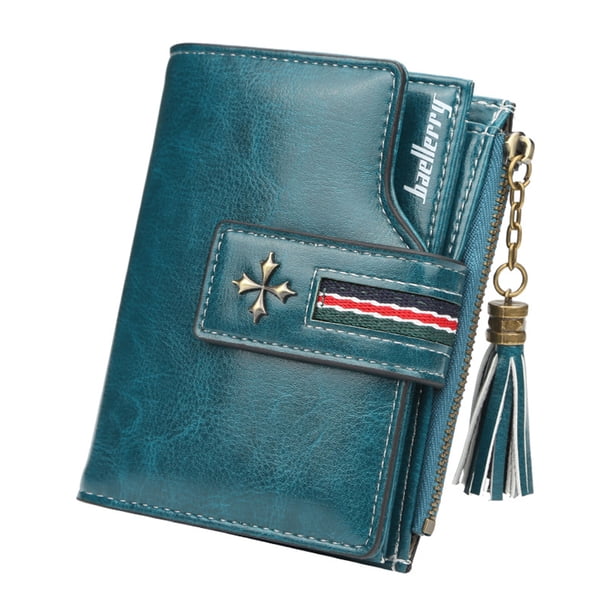 Guardurnaity Cartera de cuero para mujer con borla, monedero plegable para cambio de dinero, para compras, para tarjetas de crédito y débito Type2 NO2