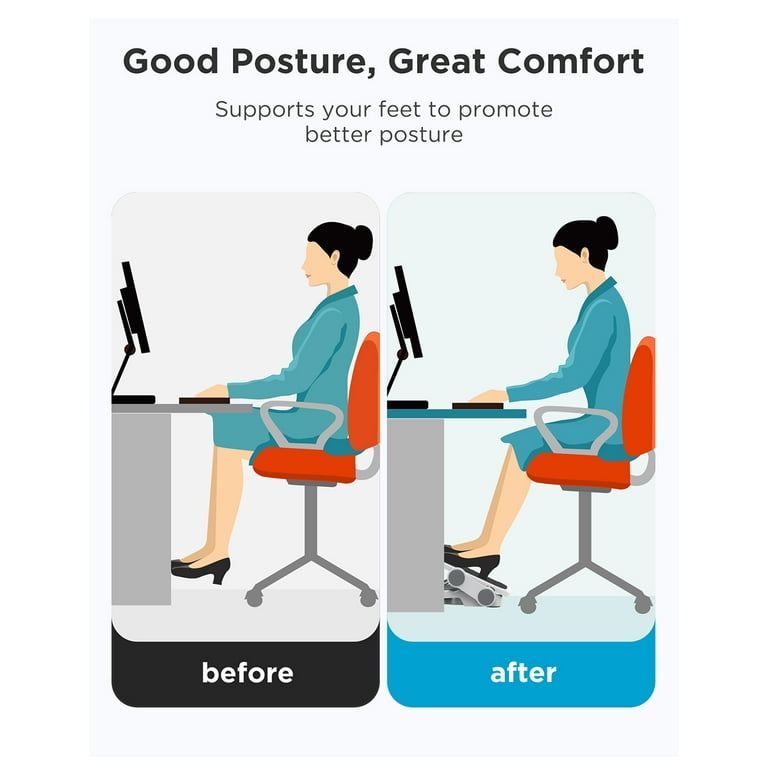 SEBIDER Height Adjustable Footrest with Massage Surface Under Desk,  Ergonomic Comfort Home & Office Foot Stool, Black