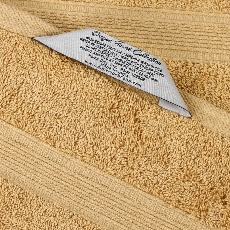 Superior Oregon Organic Cotton Solid Face Towel/Washcloth, Set of 12, Gold