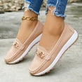 thumbnail image 2 of Women's Platform Vintage Suede Loafers Lightweight Non Slip Work Shoes Wide Width Low Wedge Slip On Sneakers Brown Size 9.5, 2 of 5