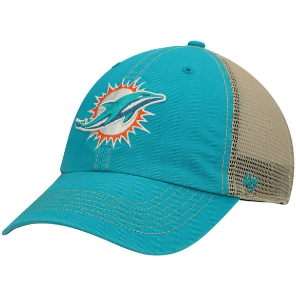 Men's '47 Aqua/Natural Miami Dolphins Trawler Trucker Clean Up Snapback Hat
