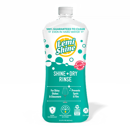 Lemi Shine Shine + Dry, Dishwasher Rinse Aid, Spotless and Streakless Shine, 21 Oz.