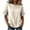 Beige, variant on Women's Cotton Linen Vacation Elbow Sleeve Shirts Summer Classy Plain Crewneck Casual Blouse Lightweight Loose Trendy Cruise Tees