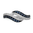 thumbnail image 4 of Finest Gold 14K White Gold Blue & White Diamond Swirl Ring, Size 7, 4 of 5