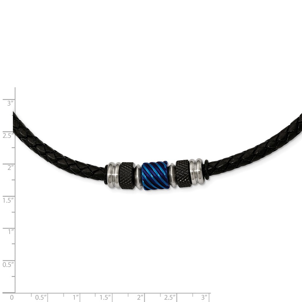 White Stainless Steel necklace Cord & Leather 20 in