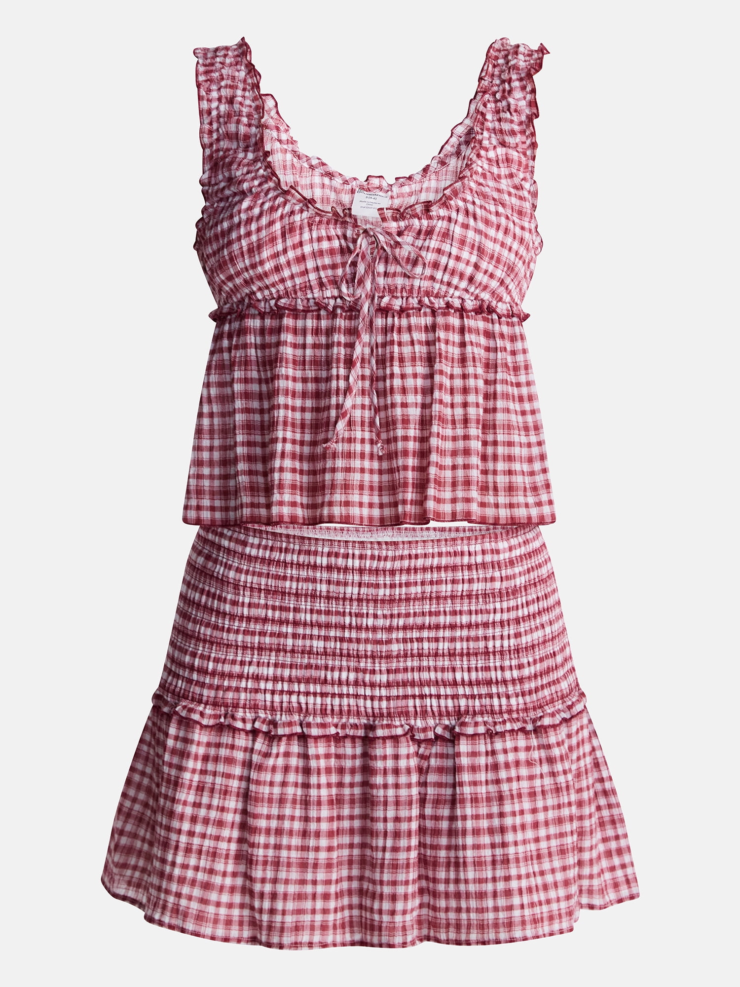 No Boundaries Woven Smocked Top and Skirt Set, 2 Piece, Women’s XXS-XXL