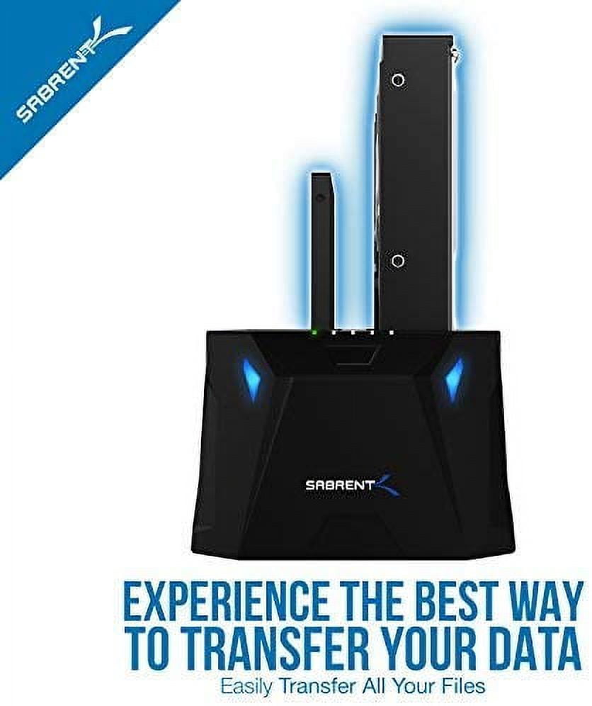 Sabrent USB 3.0 to SATA I/II/III Dual Bay External Hard Drive Docking Station for 2.5 or 3.5in HDD, SSD with Hard Drive Duplicator/Cloner Function [10TB Support] (EC-HD2B)