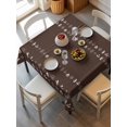 thumbnail image 6 of Rustic Botanical Table Cloth, Waterproof Tablecloth for Square Tables, Japanese Herb on Brown Simple Art Reusable Washable Fabric Table Cover for Restaurant Kitchen Dining Tables 54"x54", 6 of 9