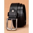 thumbnail image 5 of Catelles Genuine Leather Pin Buckle Men's Black Belt, Crocodile Texture Casual Style, Gift Box with Hole Puncher&For waist 42 in Width1.5 in(3.8cm), 5 of 9