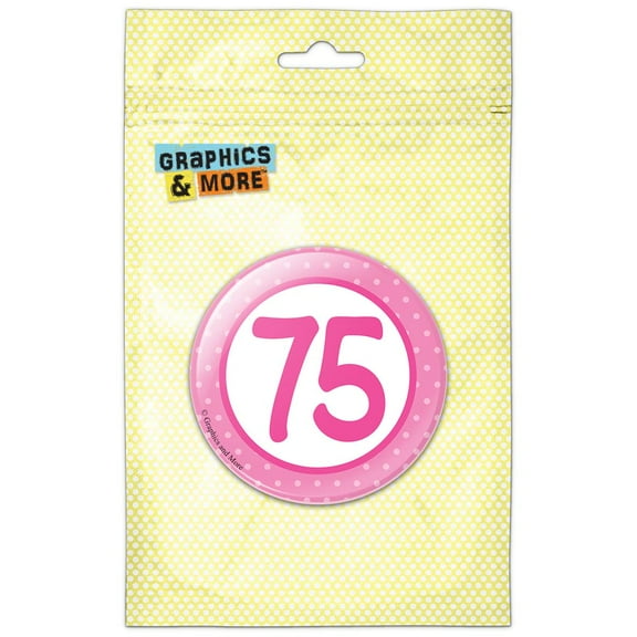 Birthday Pink Dots 75 Refrigerator Button Magnet