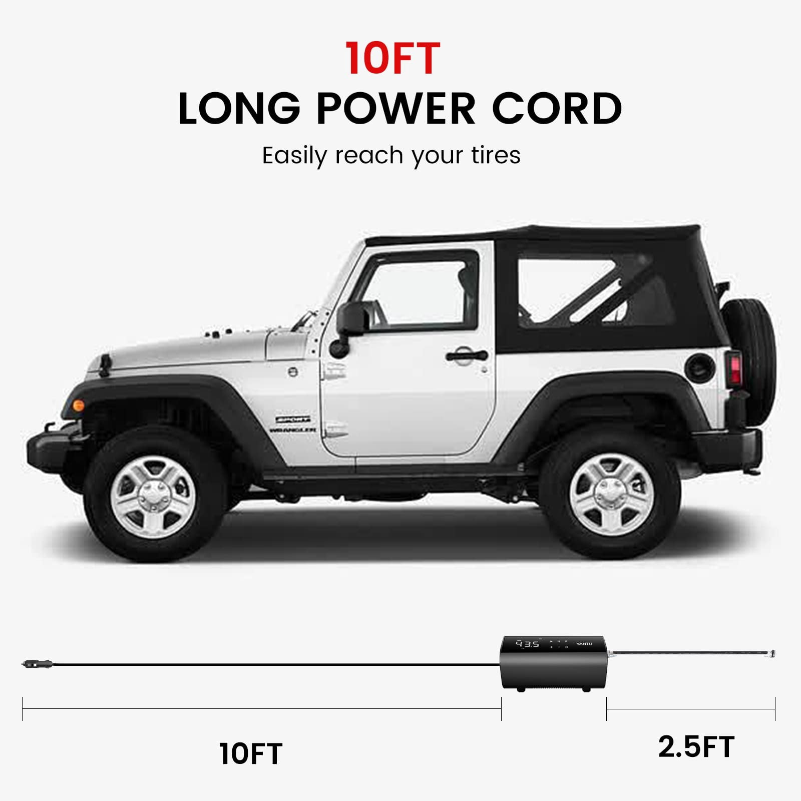 YANTU AC/DC Portable Air Compressor Tire Inflator for Home 110V & Car 12V, Wired Electric Car Air Pump,Dual Cylinder 2X Inflation,tire pressure gauge with 8.3Inch Digital Screen for bicycle/Pickup/SUV