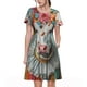 thumbnail image 1 of Fotbe Vintage Colorful Floral Cow Vestido Largo de Moda para Mujer, Vestido Tipo Camiseta con Manga Corta y Estilo Casual a Rayas y Bloques de Color, 1 of 6