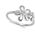 thumbnail image 4 of White Cubic Zirconia Plumeria Flower Friendship Ring 925 Sterling Silver Band Jewelry Female Size 8, 4 of 4