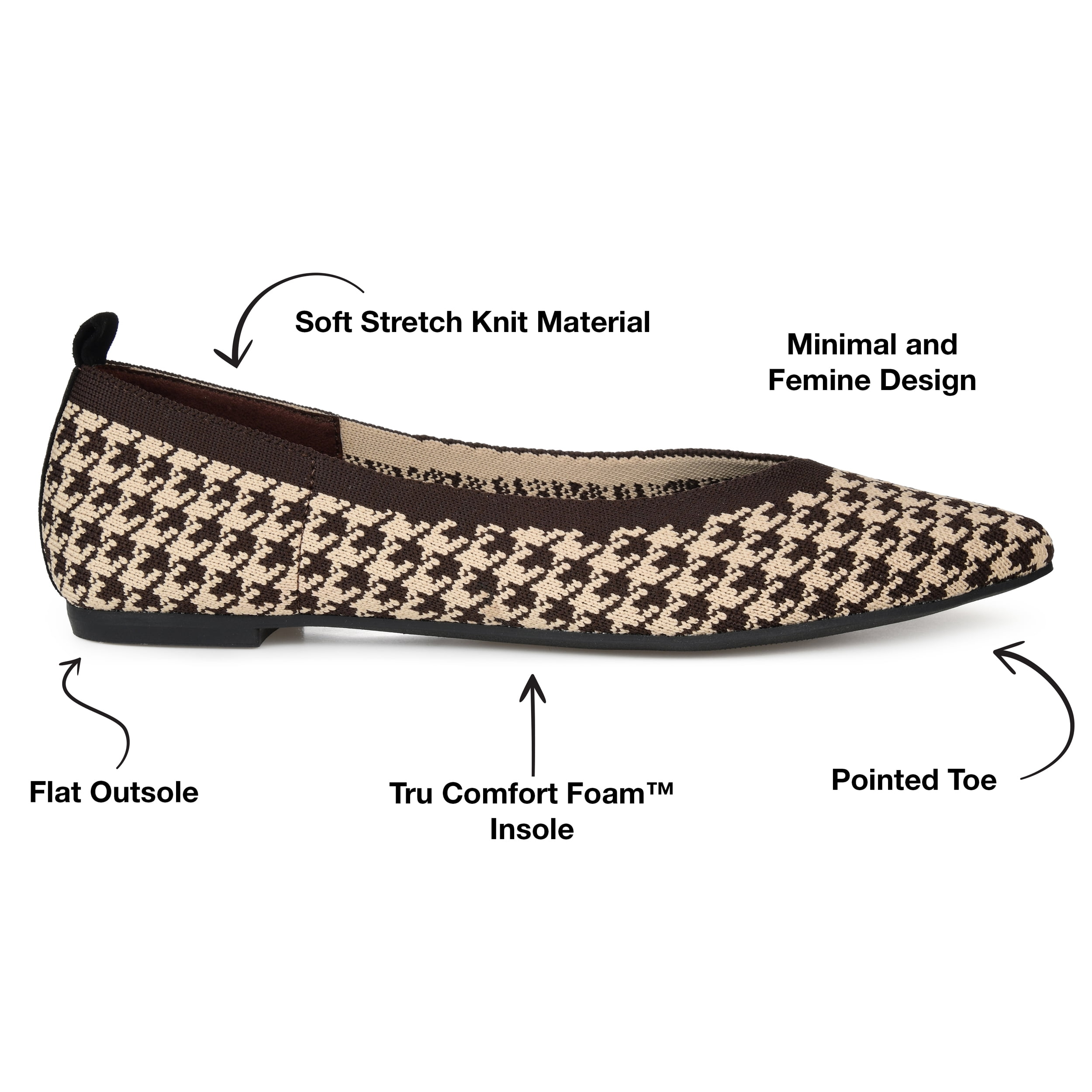 Journee Collection Womens Karise Tru Comfort Foam Wide Width Slip On Pointed Toe Ballet Flats
