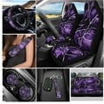 thumbnail image 2 of Yuyamidu Camo Hunting Car Seat Covers Set of 12 Purple Wood Steering Wheel Cover Seatbelt Cushion Pad Cup Holder Chapstick Sleeve Keychain Wrist Strap Key Chain Car Accessories, 2 of 6