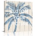 thumbnail image 2 of Blue Palm Tree Wall Art Painting on Canvas, Coastal Summer Vintage Canvas Art Home Prints Wall Art Framed Modern Artwork for Living Room Bedroom Wall Decor 16x16in, 2 of 9