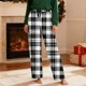 thumbnail image 5 of Pantalones de pijama largos para hombre, informales, con estampado a cuadros, holgados, deportivos, elásticos, rectos, vintage, con bolsillos, 5 of 9